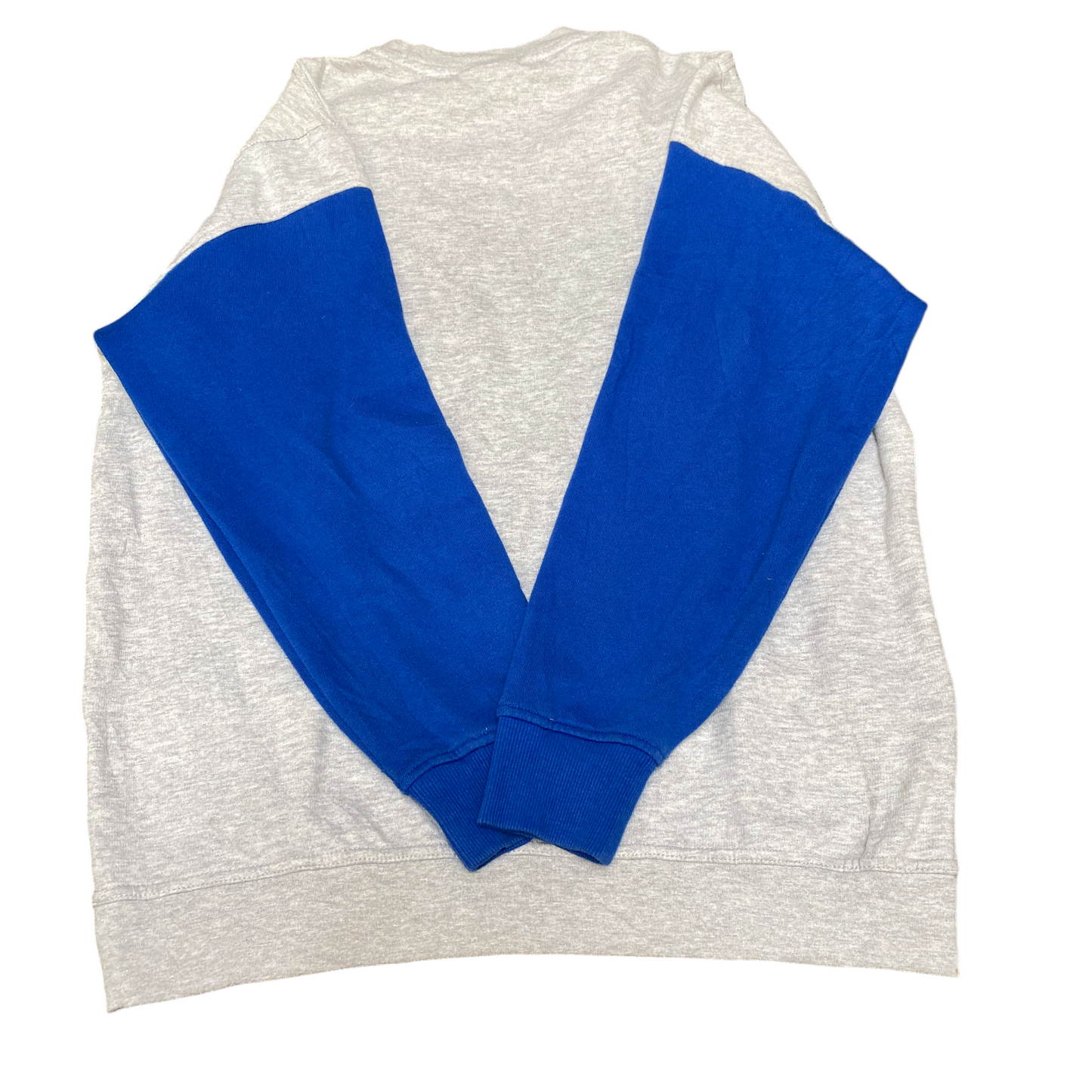 Nike Reworked Sweatshirt Mens M Blue Grey Embroidered Spellout Logo Vintage Y2K