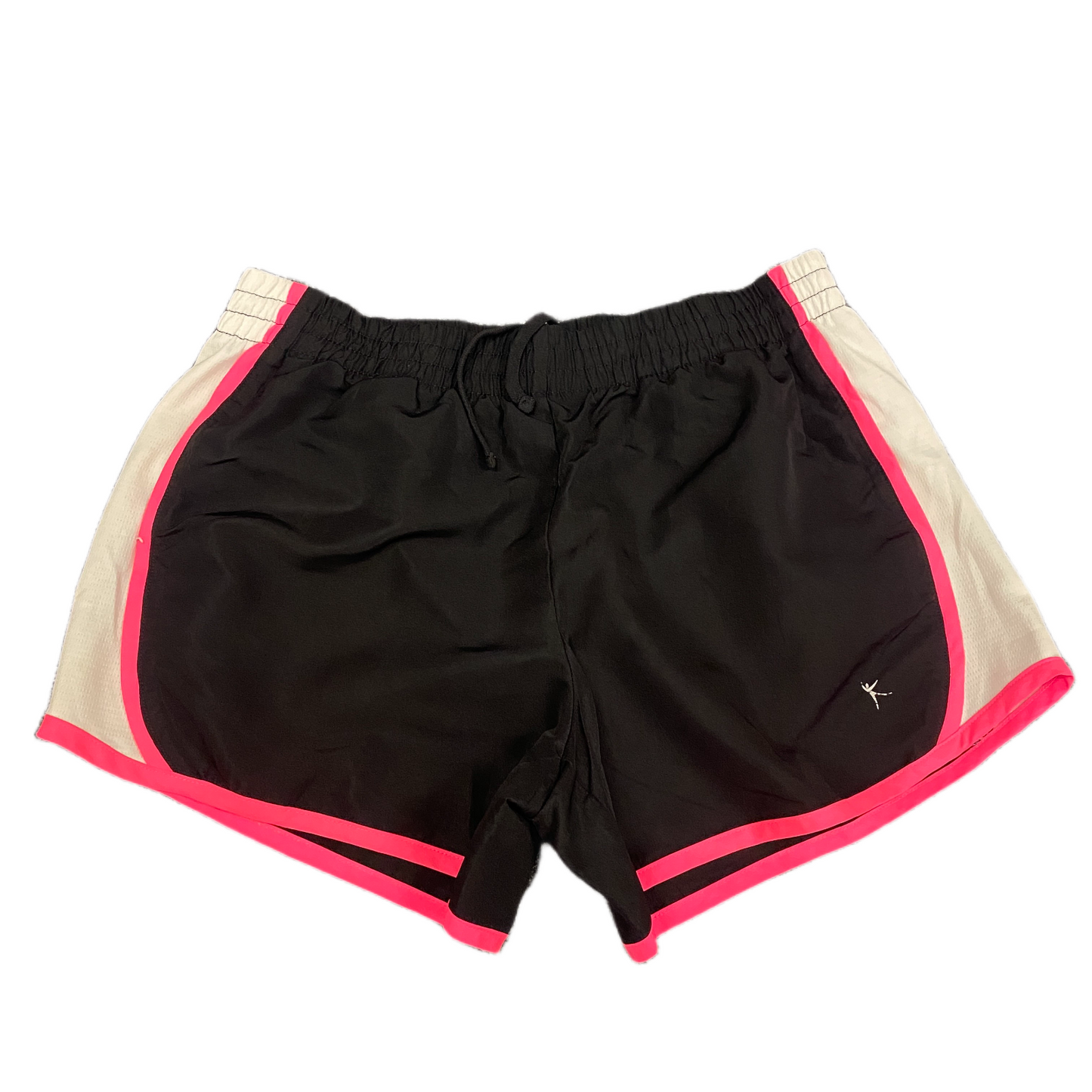 Running Shorts Womens S 28" Waist Black White Mesh Panel Gym Training Drawstring