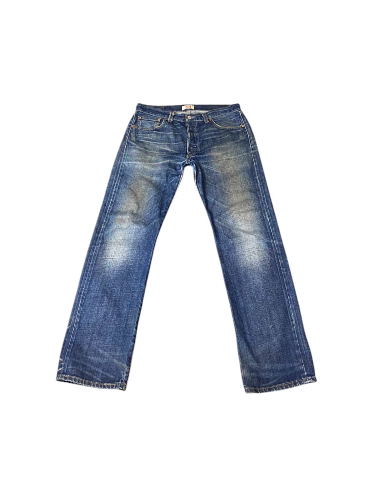Levi's Jeans Mens 34W 33L Blue 501 Denim Red Tab Straight Leg Faded Preppy