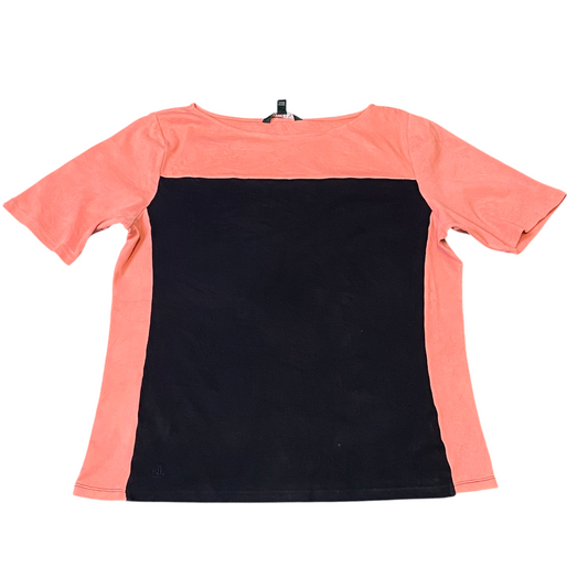 Ralph Lauren Tee Shirt Womens XL Pink Black Short Sleeve Crew Neck Pullover
