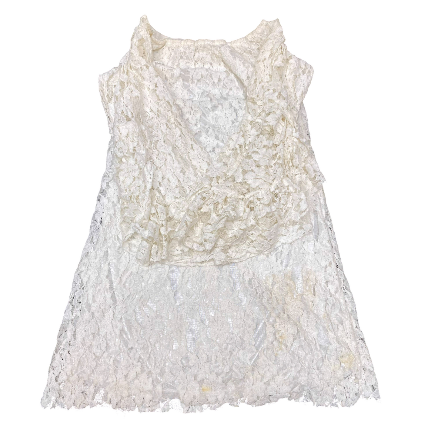 Tunic Top Womens S White Lace Long Floral Flared Sleeve Boat Neck Pullover