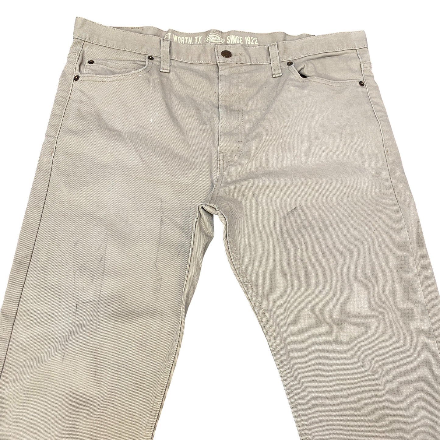 Dickies Pants Mens 37" Waist Beige Workwear 5 Pocket Low Waist Slim Skinny Leg