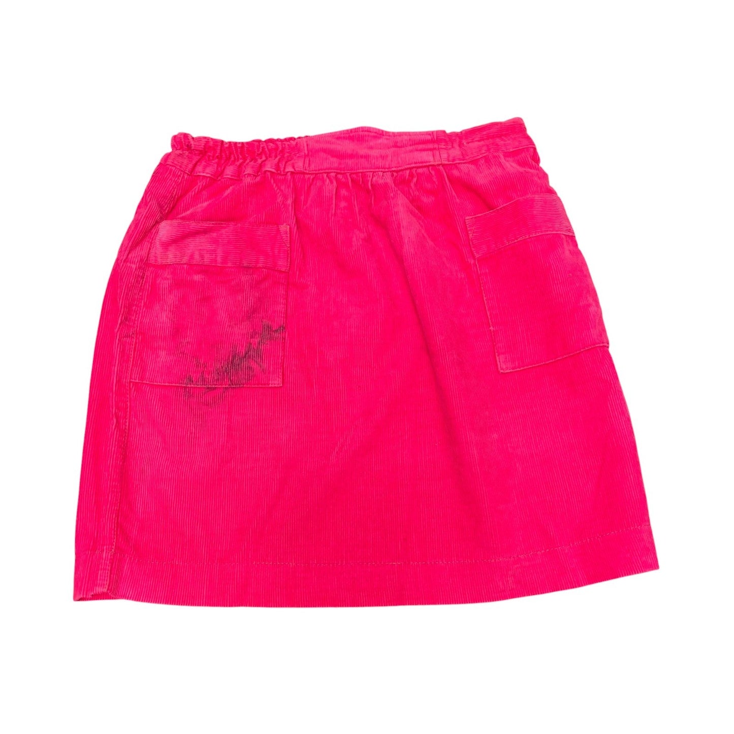 Corduroy Mini Skirt Womens Medium Pink Detailed Pockets Elastic Waist Pull On