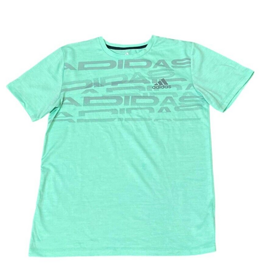 Adidas T-Shirt Top Women's Medium Green Short Sleeve Big Logo Crew Neck Pullover