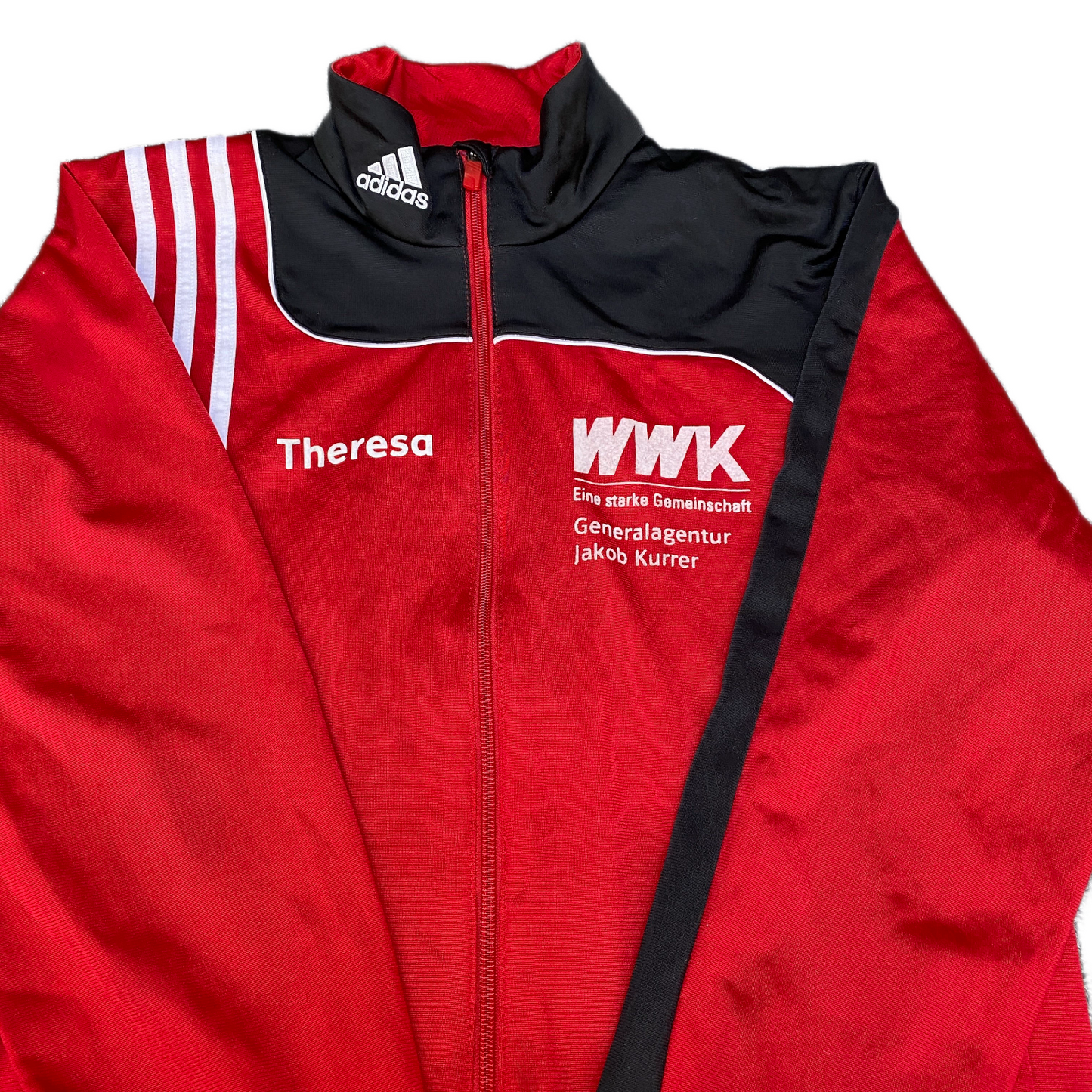 Adidas Track Jacket Mens Small Red Eine Starke Gemeinschaft Logo Full Zipper