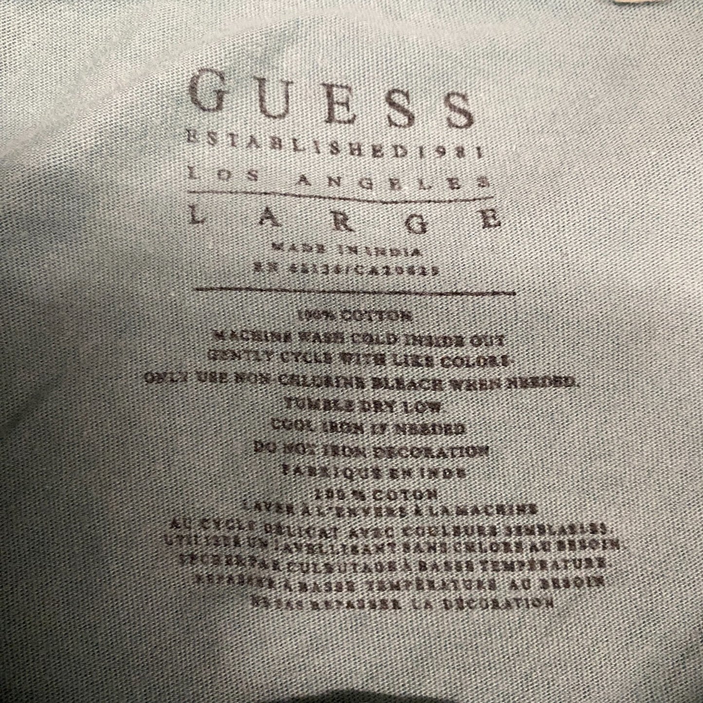 Guess T-Shirt Womens Large Grey White Graphic Print Short Sleeve Crew Neck