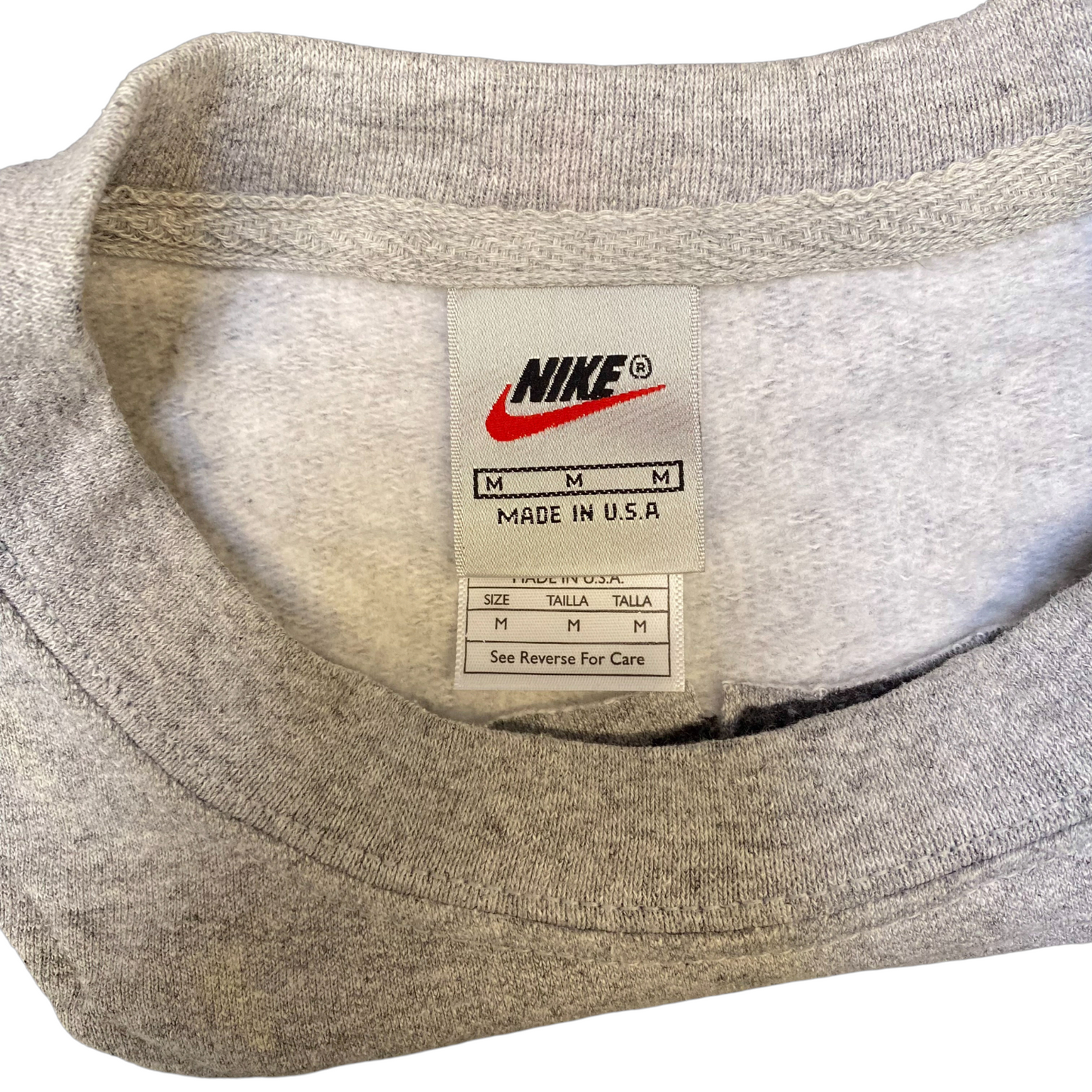 Nike Reworked Sweatshirt Mens Medium Grey Embroidered Spellout Logo Vintage Y2K
