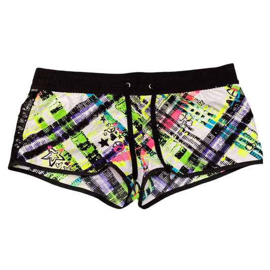 Running Sprinter Shorts Womens S Multicoloured Sequin Stripes Elastic Waist