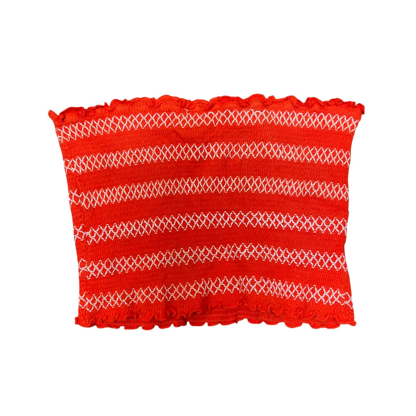 Tube Top Womens S Red Smocked Strapless Cropped Festive Summer Beach Outdoor