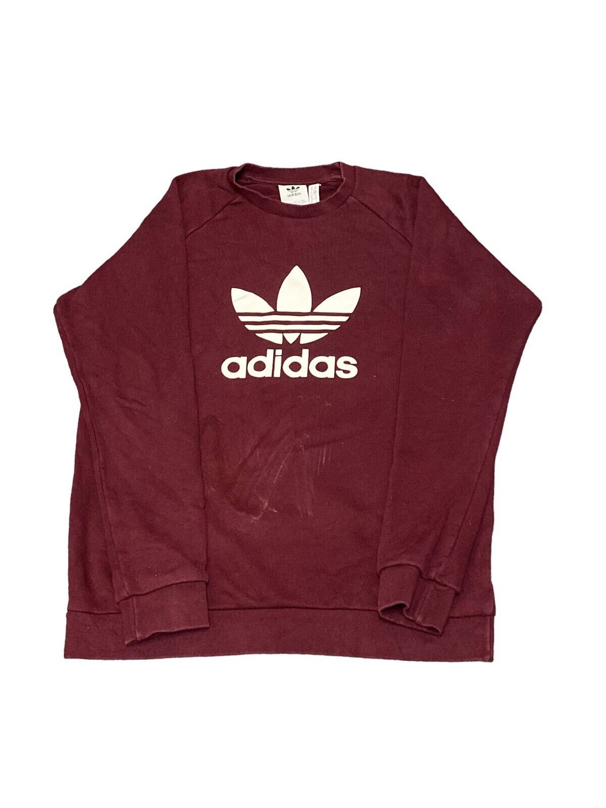 Adidas Originals Sweatshirt Jumper Burgundy Logo Mens M