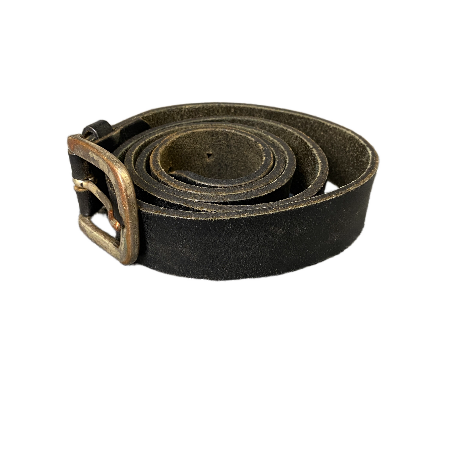 EDC Waist Belt Mens Black Leather Adjustable Brass Pin Buckle 41 Inches