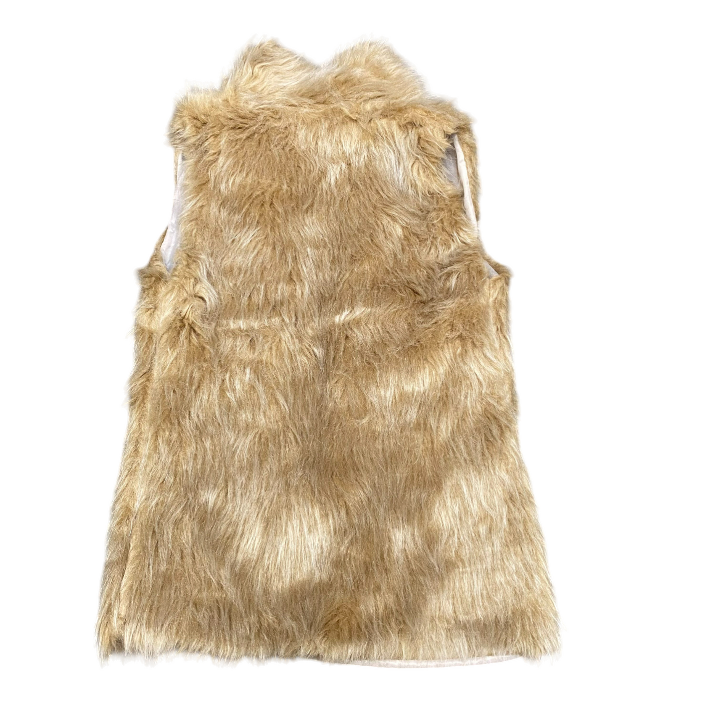 Beppe Faux Fur Vest Womens S/M Brown Lined Lightweight Sleeveless Open Front