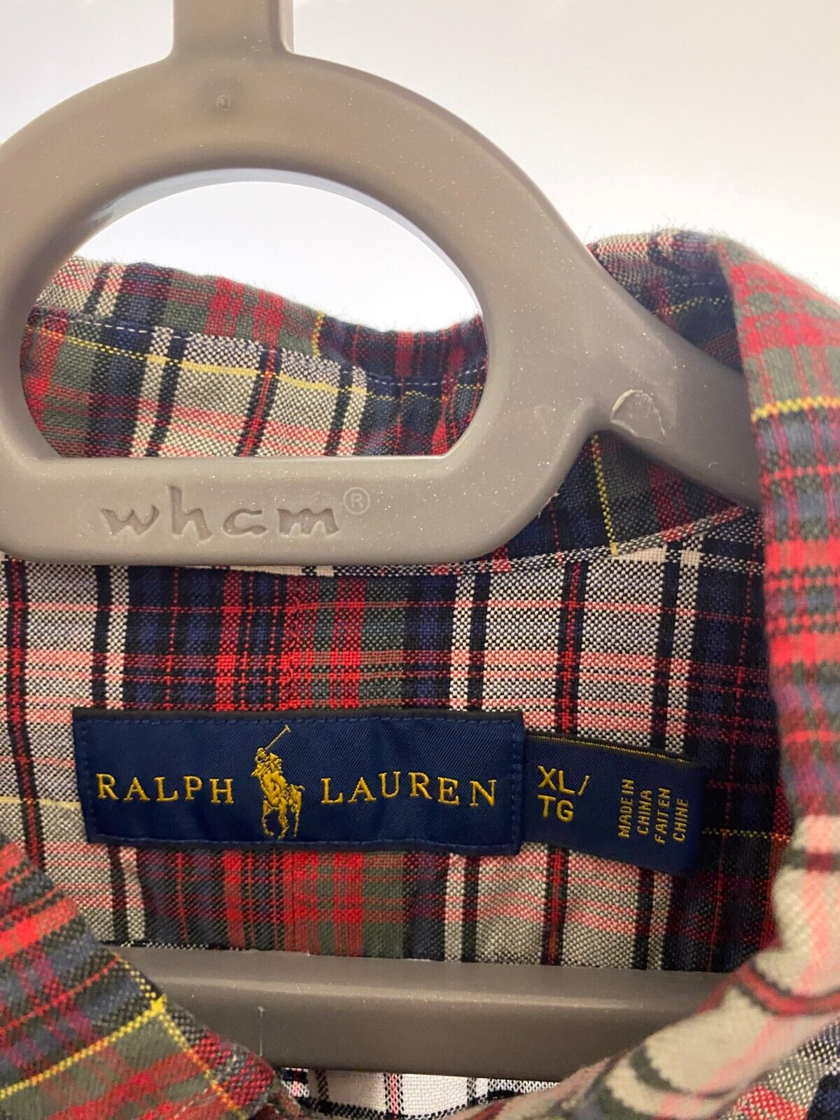 Ralph Lauren Shirt Men XL Red Plaid Casual Long Sleeve Small Blue Polo Pony Logo