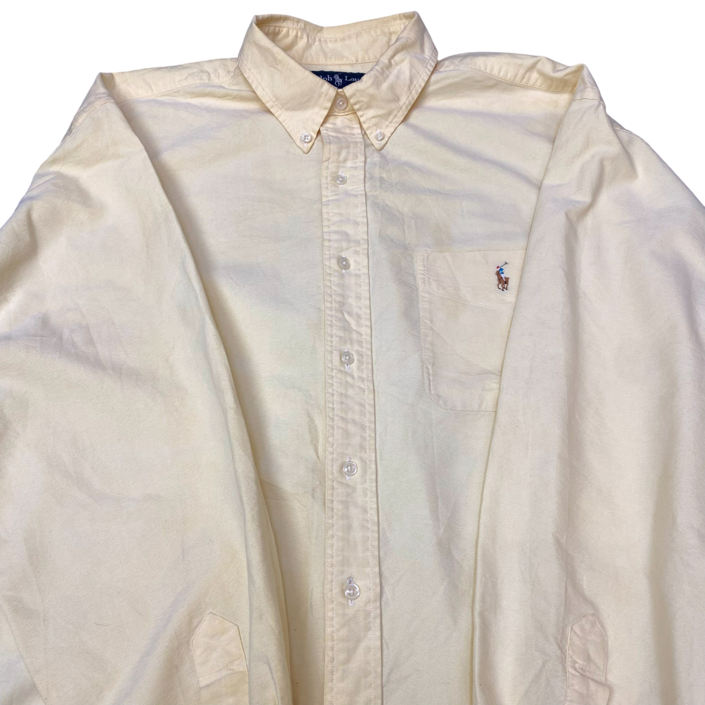 Ralph Lauren Shirt Mens XL Yellow Classic Fit Long Sleeve Pony Logo Button Down