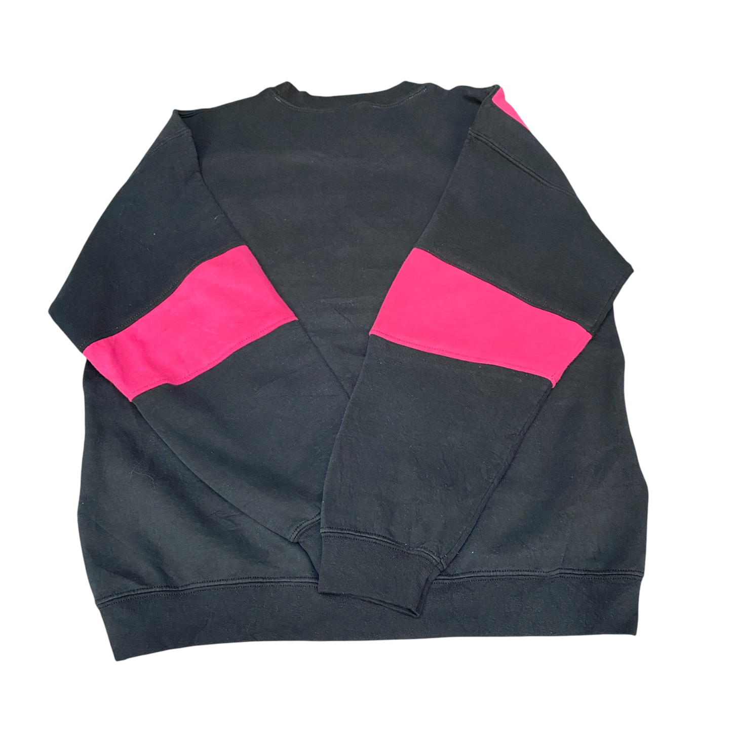 Nike Reworked Sweatshirt Mens L Pink Black Embroidered Spellout Logo Vintage Y2K
