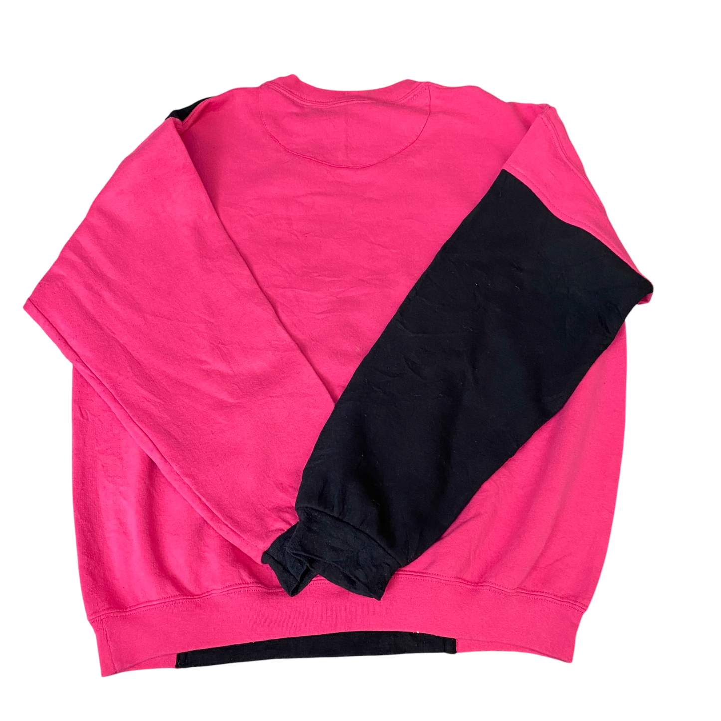 Nike Reworked Sweatshirt Mens L Pink Black Embroidered Spellout Logo Vintage Y2K