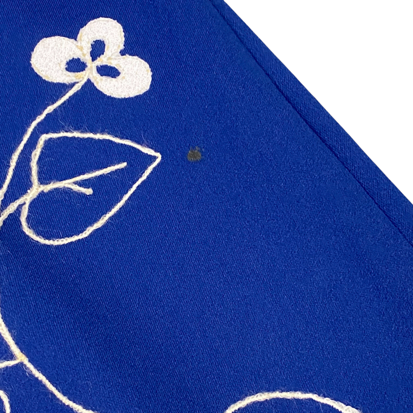 Long Maxi Dress Womens S Blue Embroidered Floral Short Sleeve V-Neck Pullover