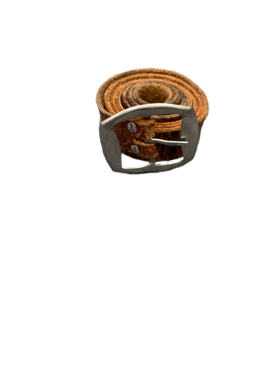 Vintage Waist Belt Mens Brown Leather Adjustable Silver Pin Buckle 41 inches
