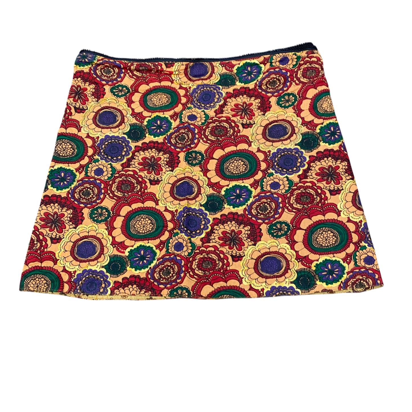 Womens A Line Skirt Multi Floral Casual Daisy Cotton Drill Outdoor Zipper Comfy