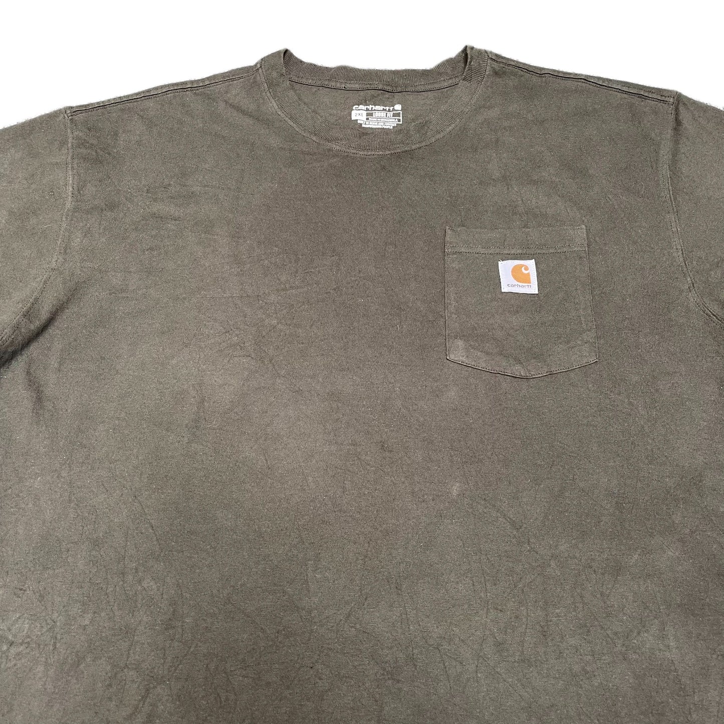 Carhartt Pocket T-Shirt Mens XL Brown Loose Fit Short Sleeve Workwear Summer Tee