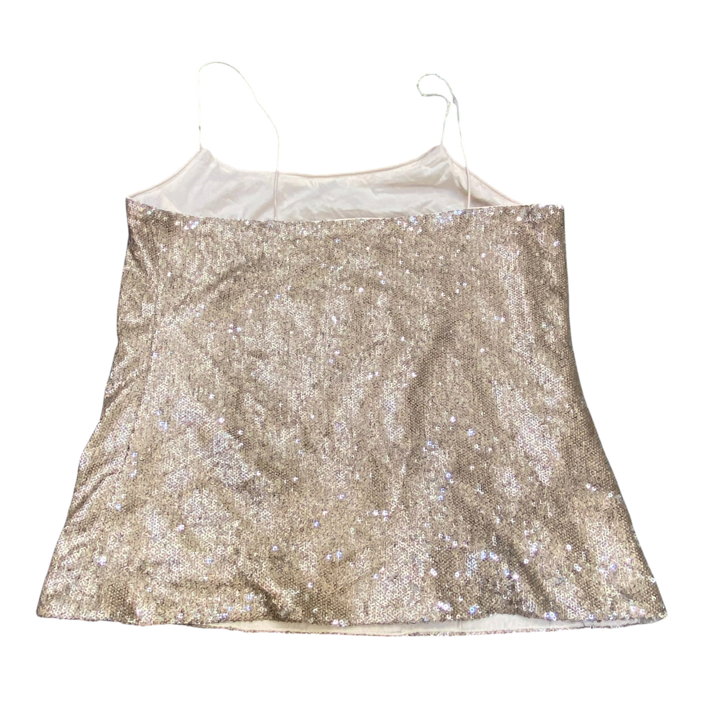 Banana Republic Cami Top Women S Yellow Metallic Sequin Spaghetti Strap Pullover