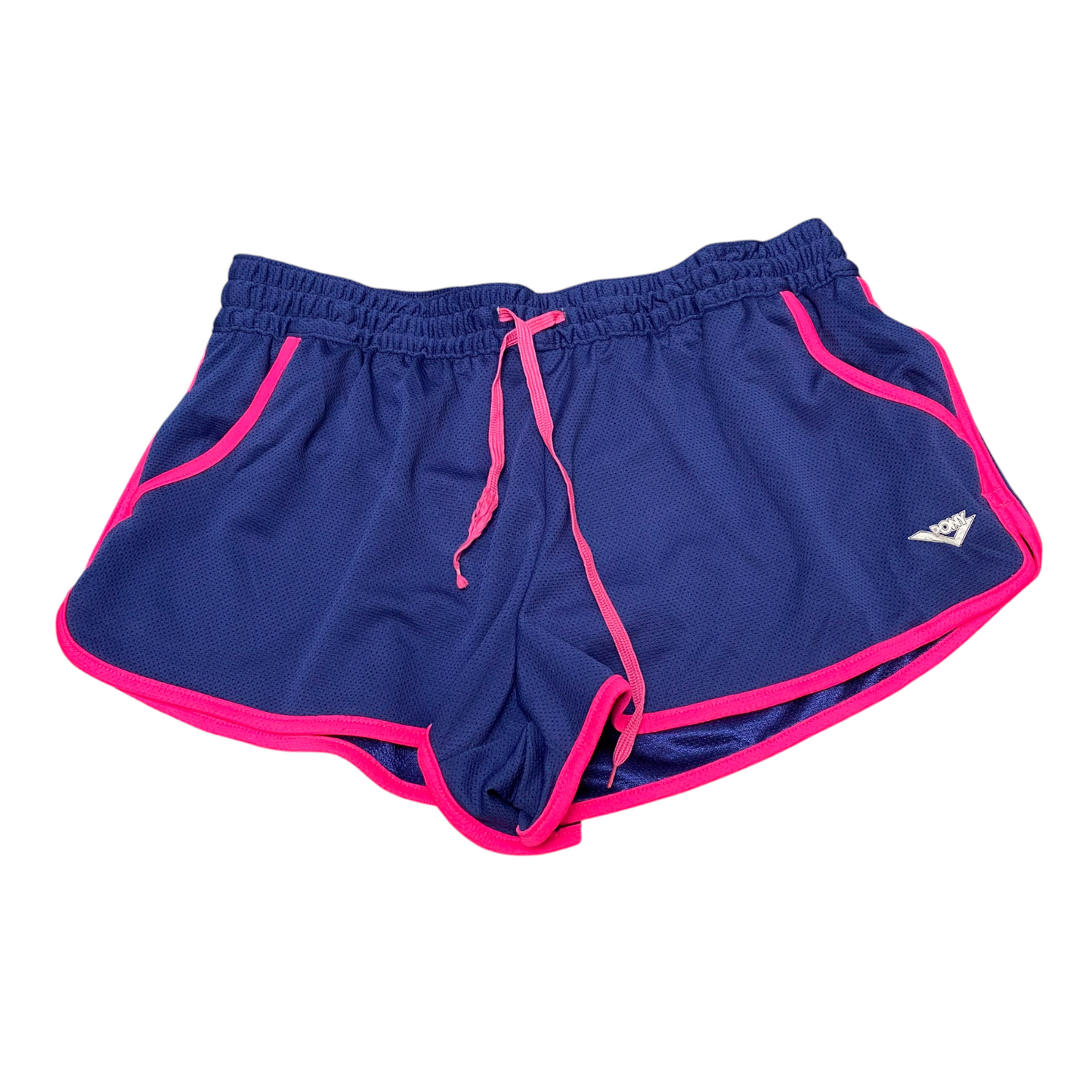 Running Sprinter Shorts Womens Large Blue Allover Mesh Elastic Waist Drawstring