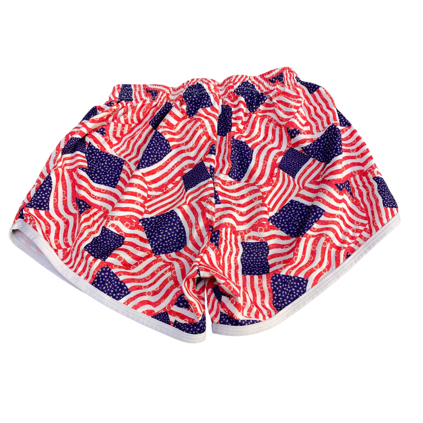 Activewear Shorts Women 21W Multicoloured American Flag Drawstring Elastic Waist
