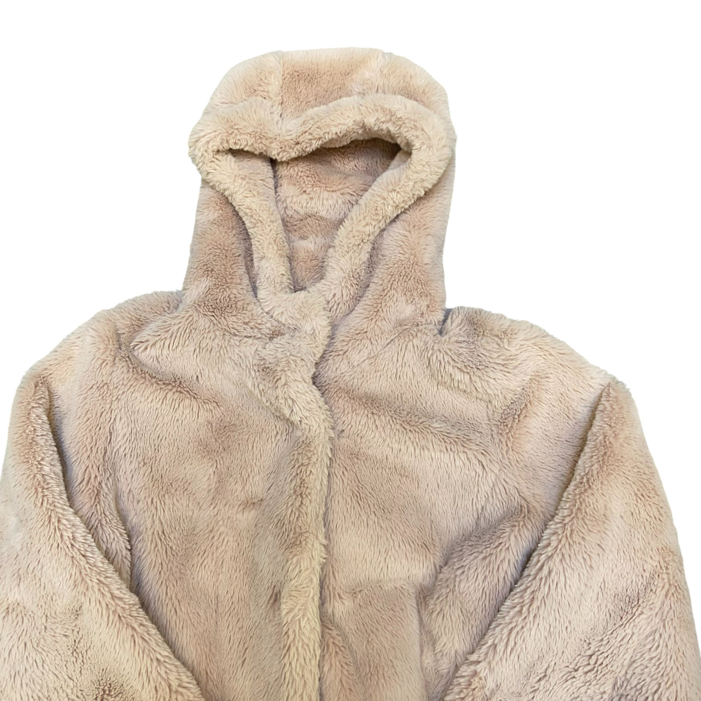 Esmara Faux Fur Jacket Womens Small Pink Classic Long Sleeve Hooded Snap Front