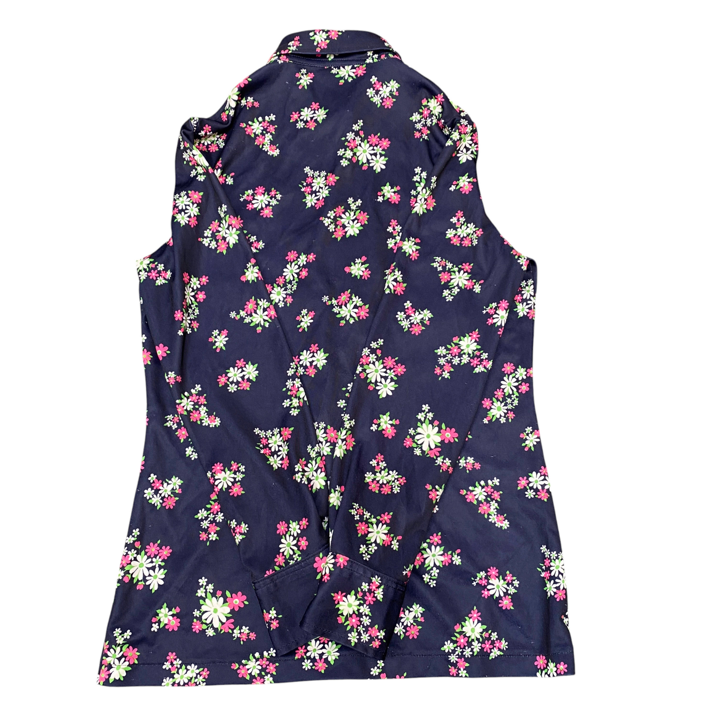 Shirt Top Womens S Blue Floral Casual Long Sleeve Collared Button Front Outdoor