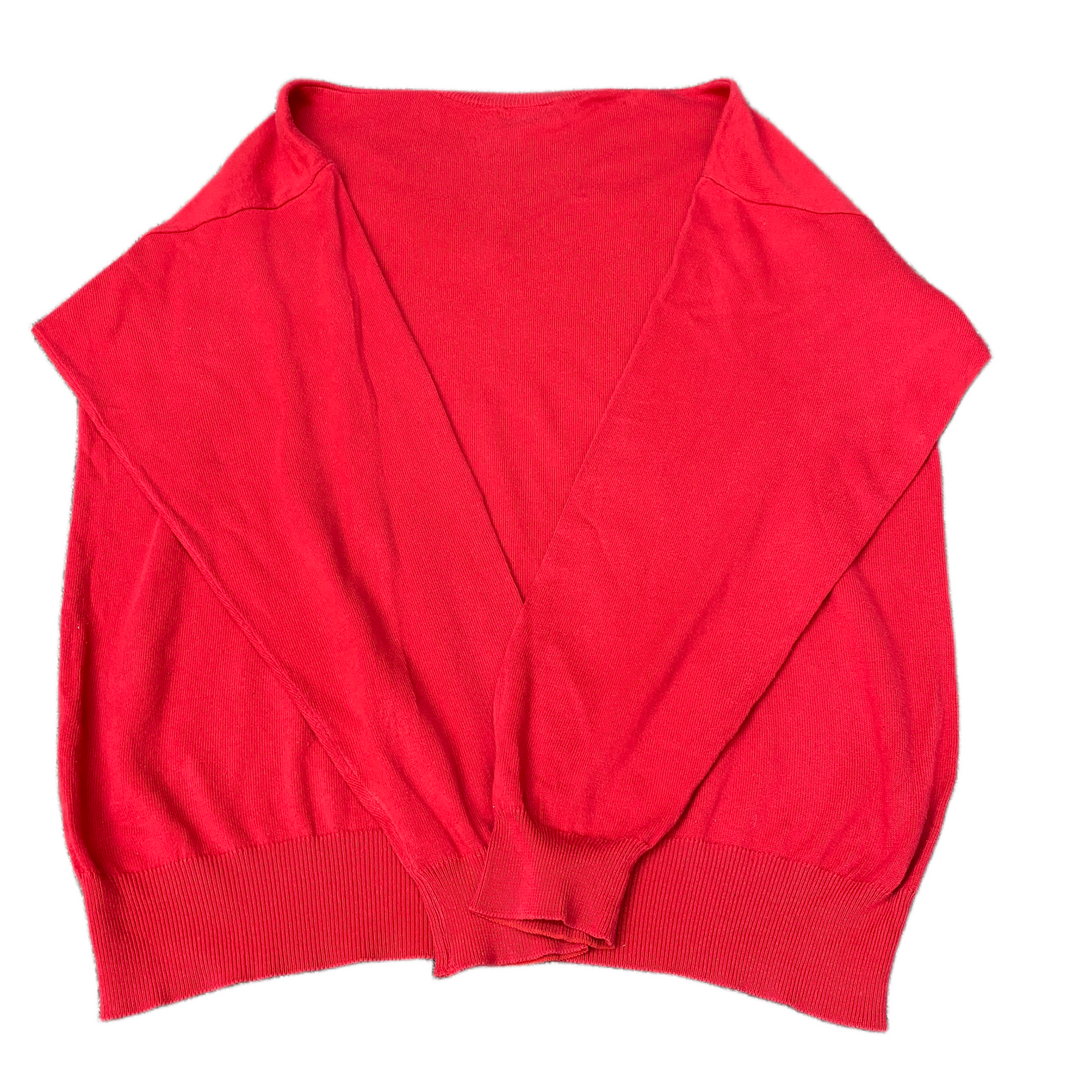 Trussardi Sport Jumper Womens XL Red Knit Embroidered Logo V Neck Pullover
