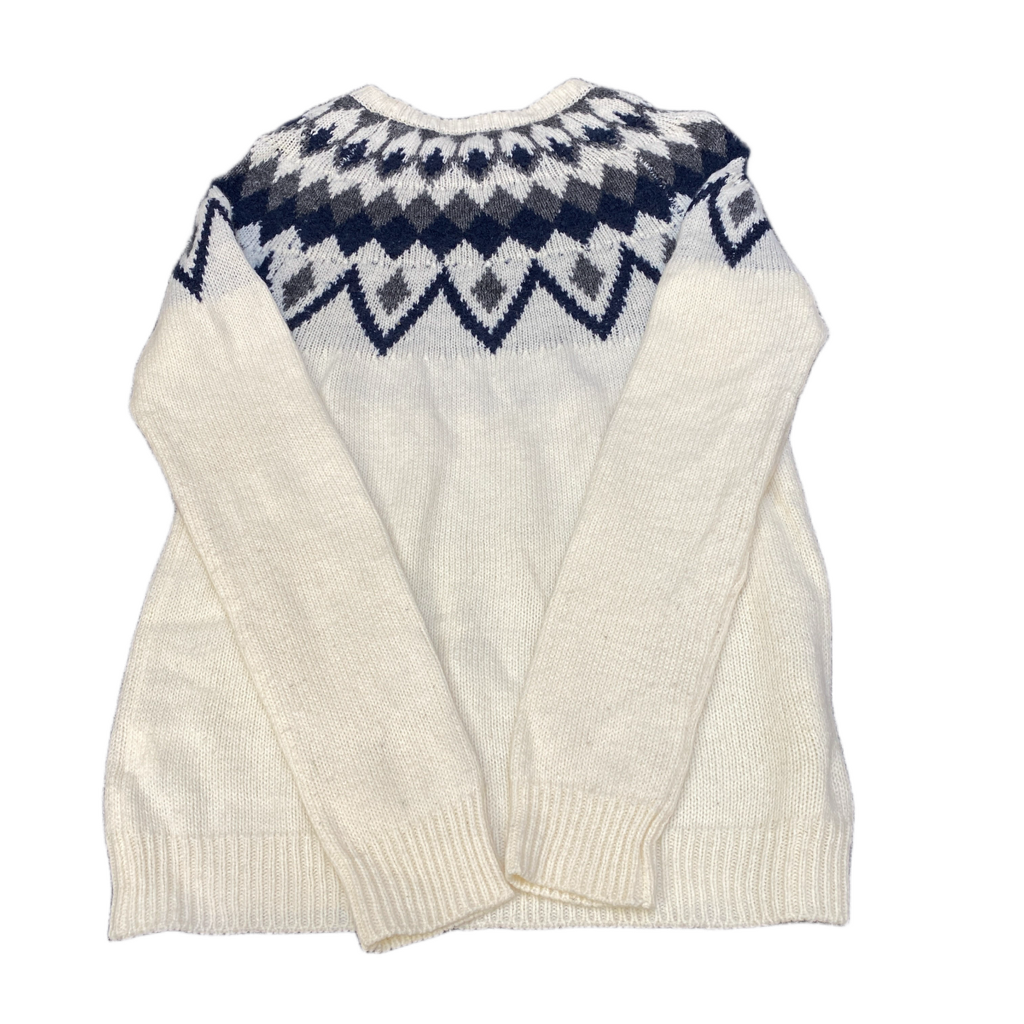 Inherit Jumper Womens 3XL White Blue Fair Isle Knit Oversized Crew Neck Pullover