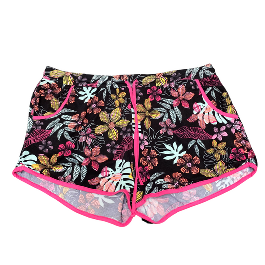 No Boundaries Running Sprinter Shorts Womens XXL Black Tropical Beach Floral
