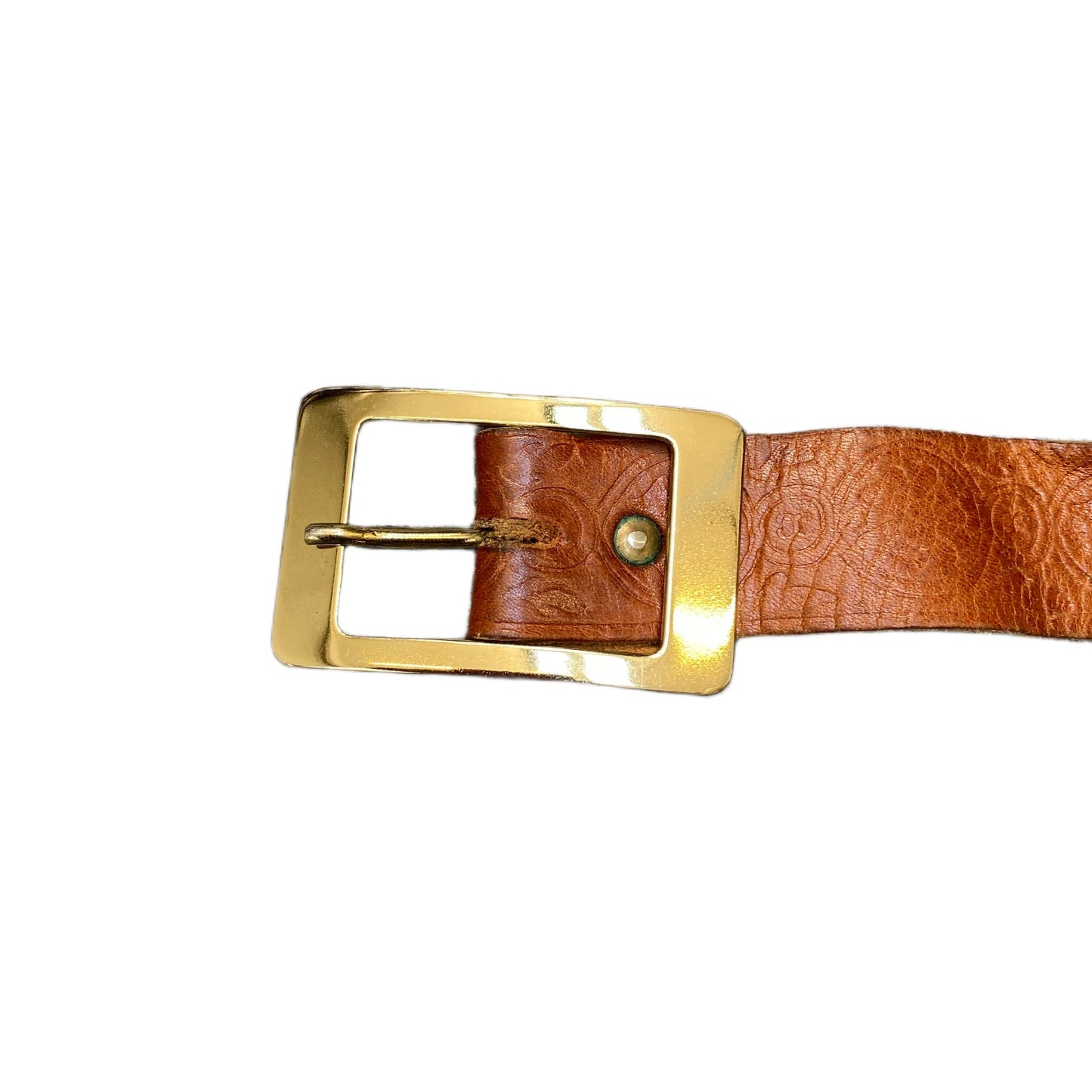 Waist Belt Mens Brown Leather Adjustable Gold-Tone Pin Buckle 40.5 Inches