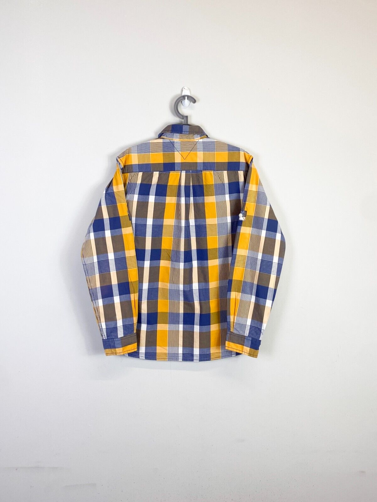 Tommy Hilfiger Shirt Womens XL Yellow Plaid Detailed Pockets Casual Button Down