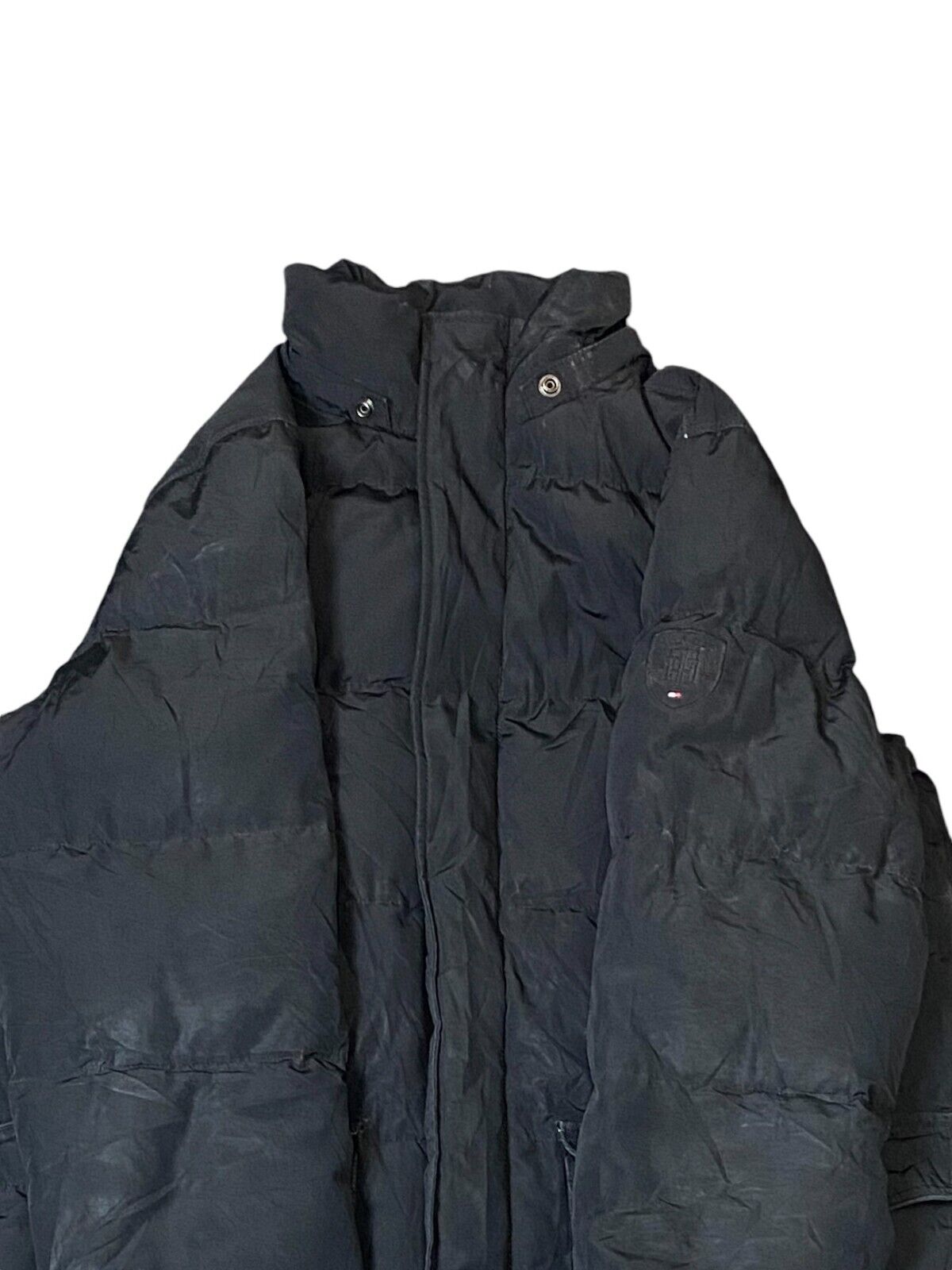 Tommy Hilfiger Puffer Jacket Men's L Black Nylon Long Sleeve Full Zip Outdoor