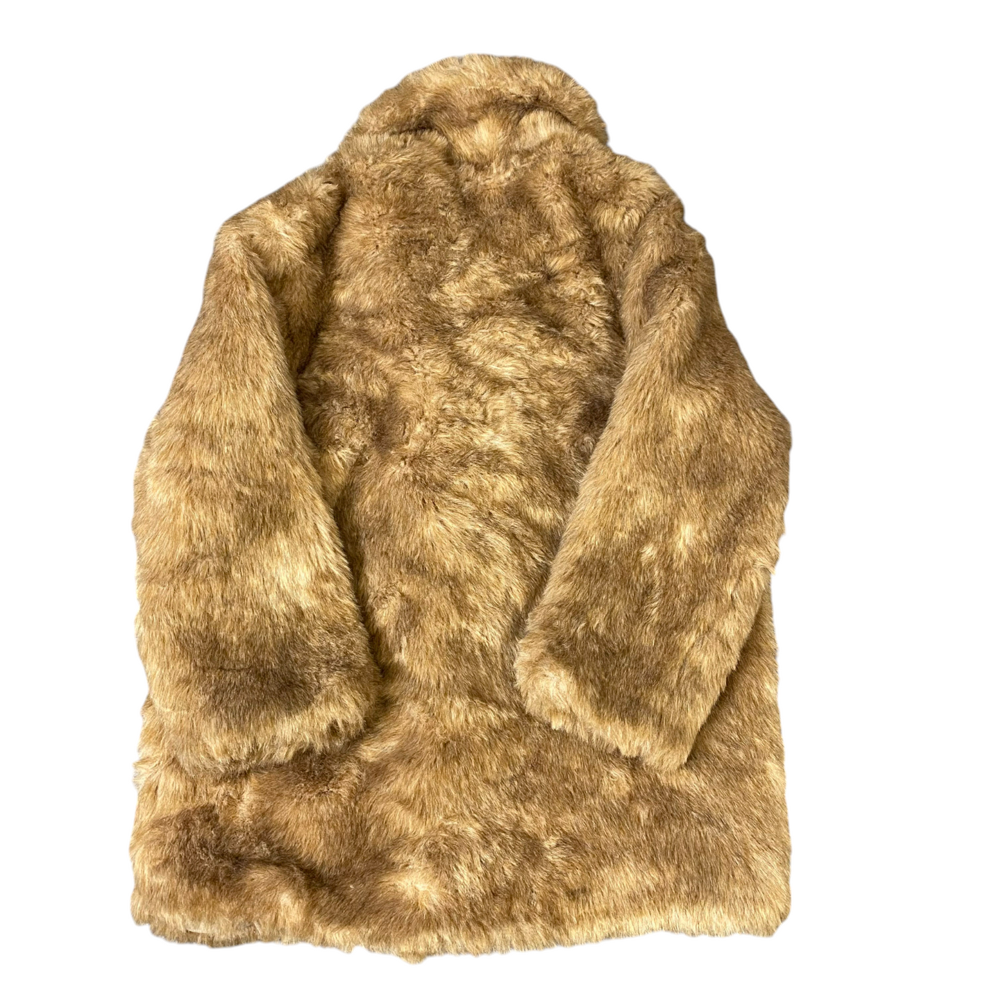 Organetto Faux Fur Jacket Womens L Brown Lined Plush Warm Collared Button Front