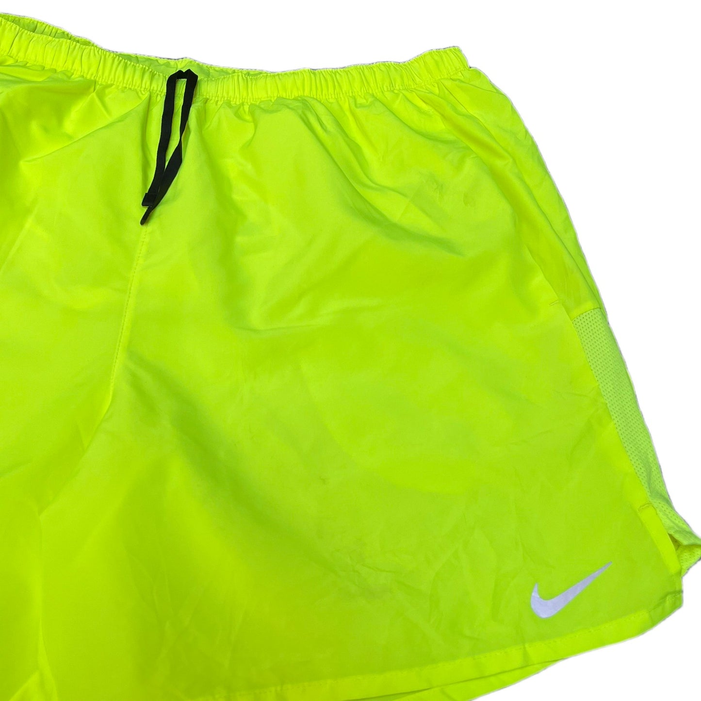 Nike Dri-FIT Running Shorts Mens 2XL 34" Waist Neon Yellow Workout Drawstring