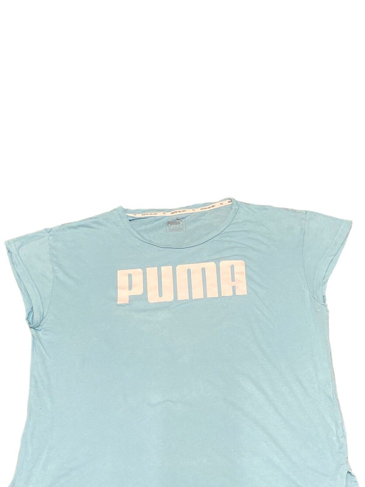 Puma T-Shirt Blue Womens L Front Logo