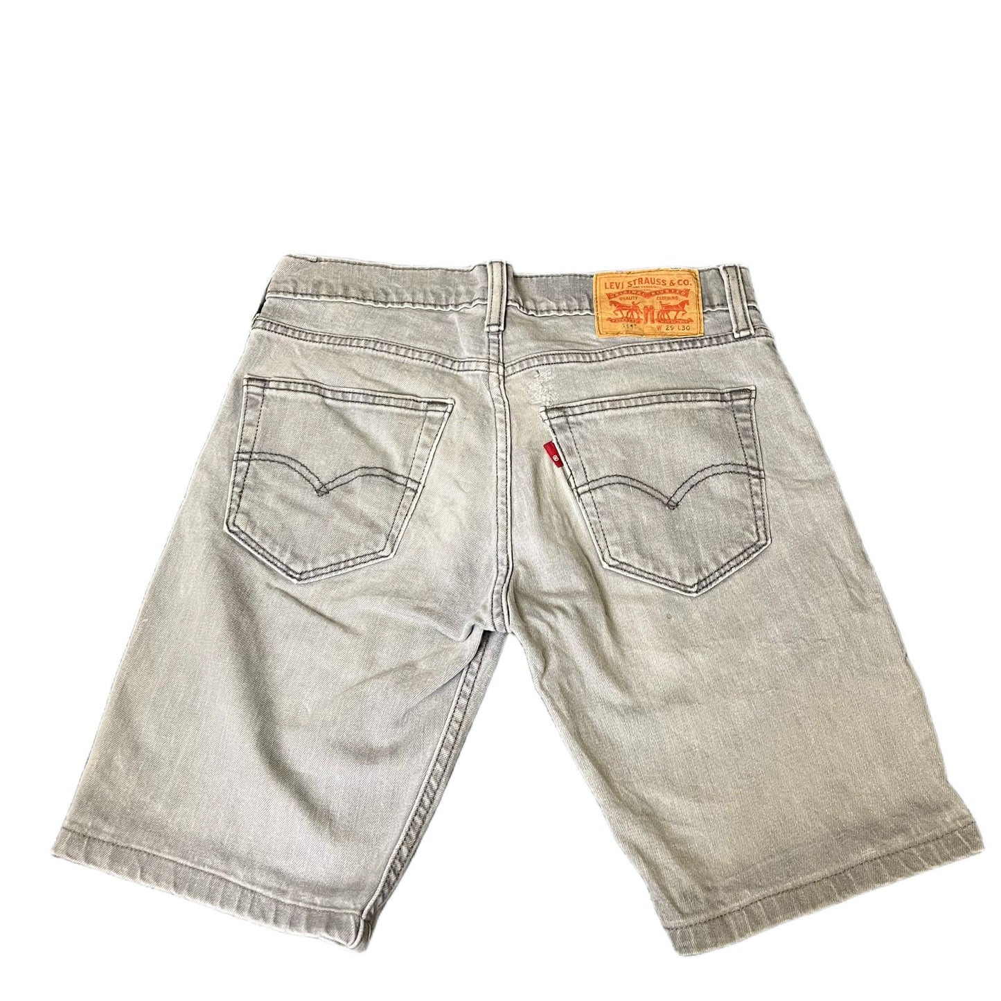 Levi's 511 Slim Fit Jean Shorts Fits as Mens Small 29" Waist Grey Denim Red Tab