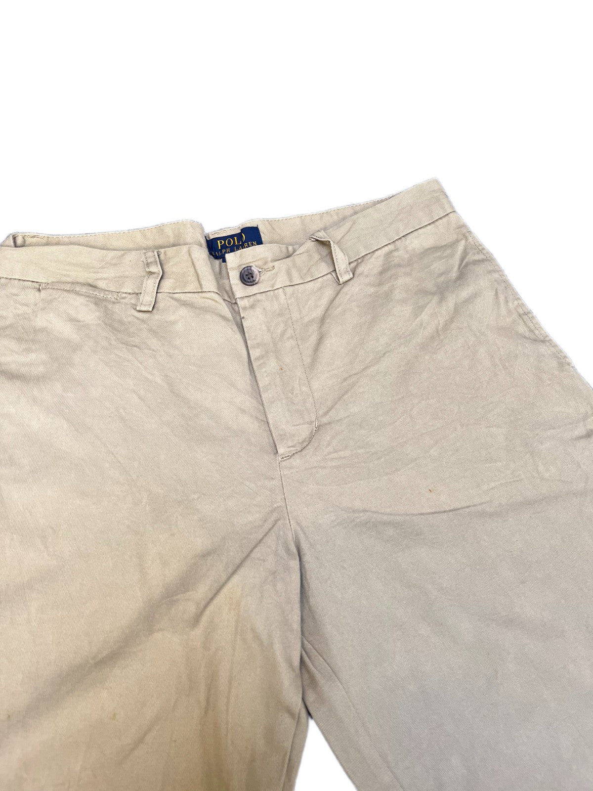 Polo Ralph Lauren Chino Shorts Fits as Womens Large 31" Waist Khaki Flat Front