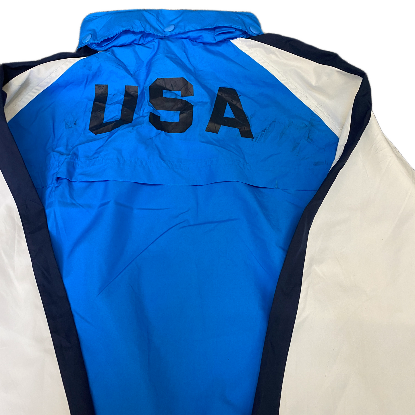 Nike Jacket Mens X-Large White Blue USA Olympic Mesh Lined Long Sleeve Full Zip