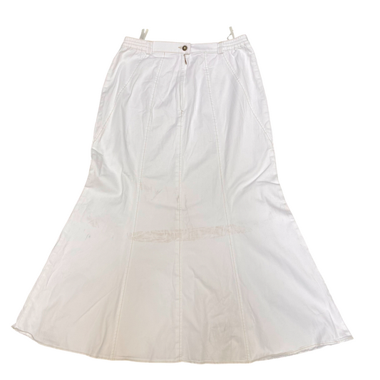 Blanchelle Fit & Flare Skirt Womens L White Solid Casual Outdoor Button Front