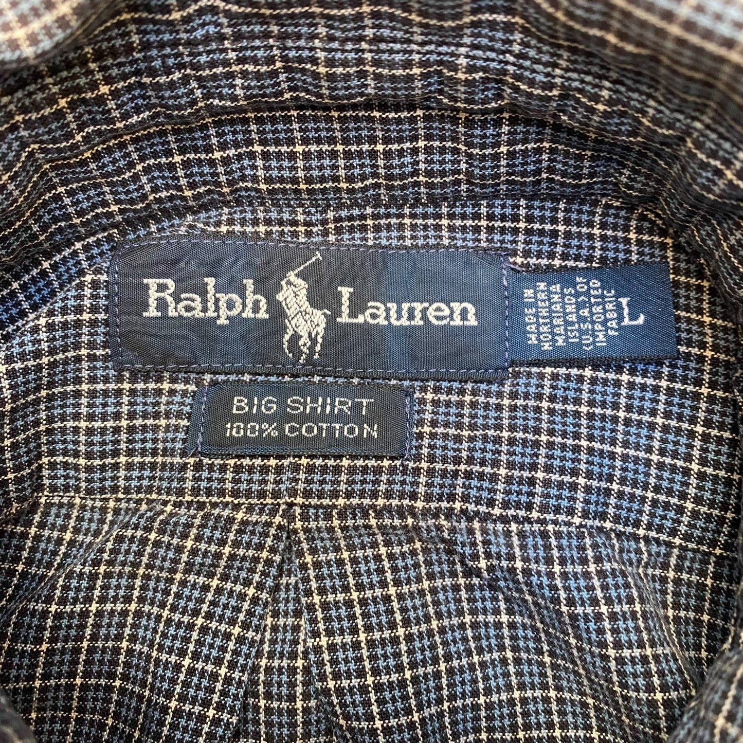 Ralph Lauren Big Shirt Mens L Multi Check Long Sleeve Pony Logo Button Down
