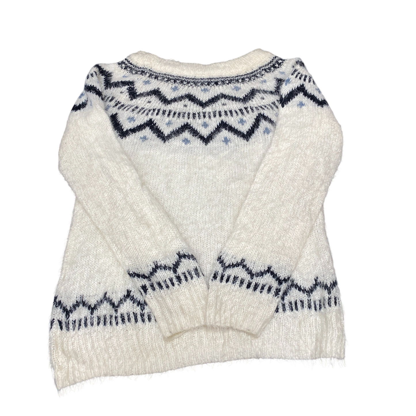 Womens Jumper Small Colorful Fair Isle Soft Fuzzy Knitted Long Sleeve Pullover