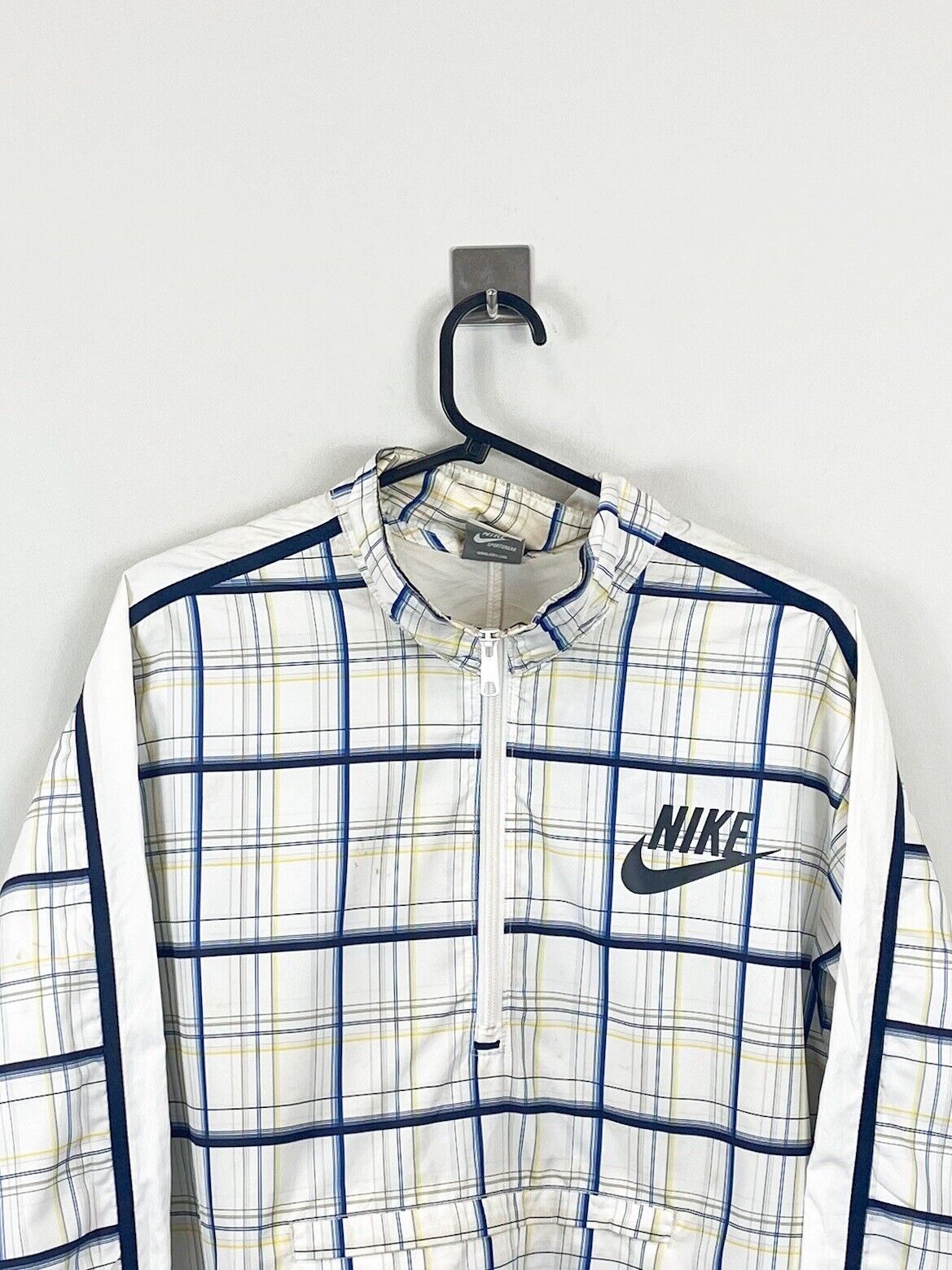 Nike Lightweight Quarter Zip Jacket White Check Mens S