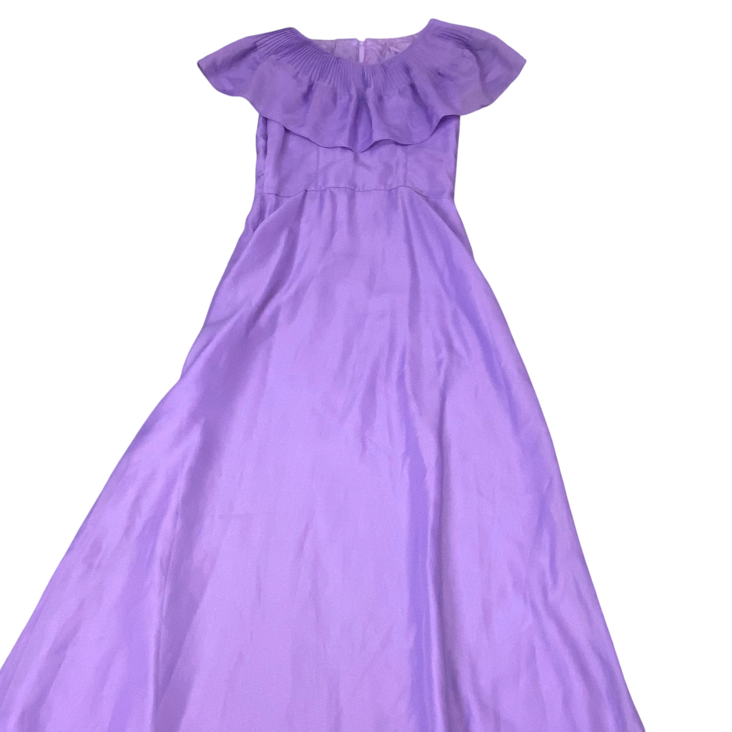 Long Maxi Dress Womens S Purple Solid Ruffled Collar Casual Back Zip Outdoor