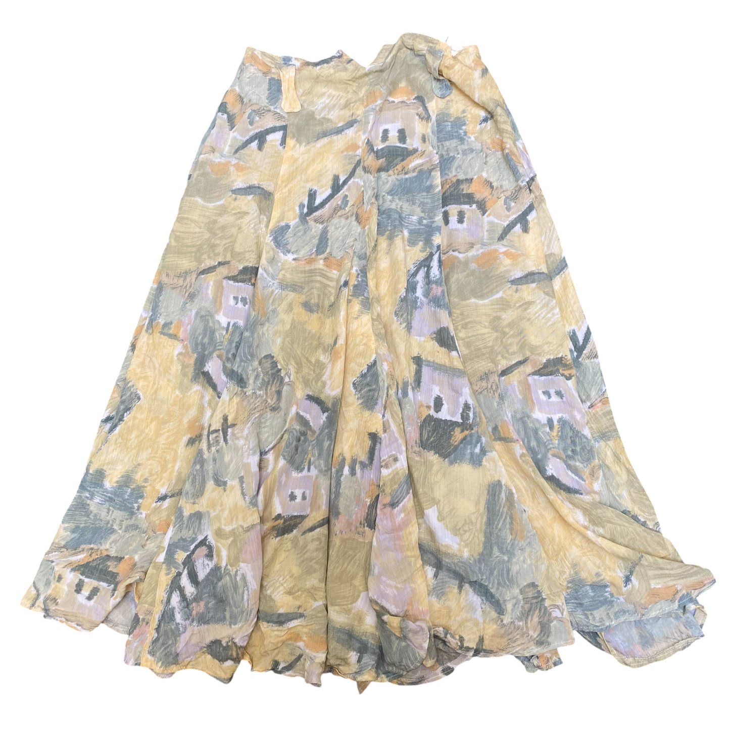 Riani A-Line Skirt Womens S Cream Linen Geometric Casual Outdoor Button Front