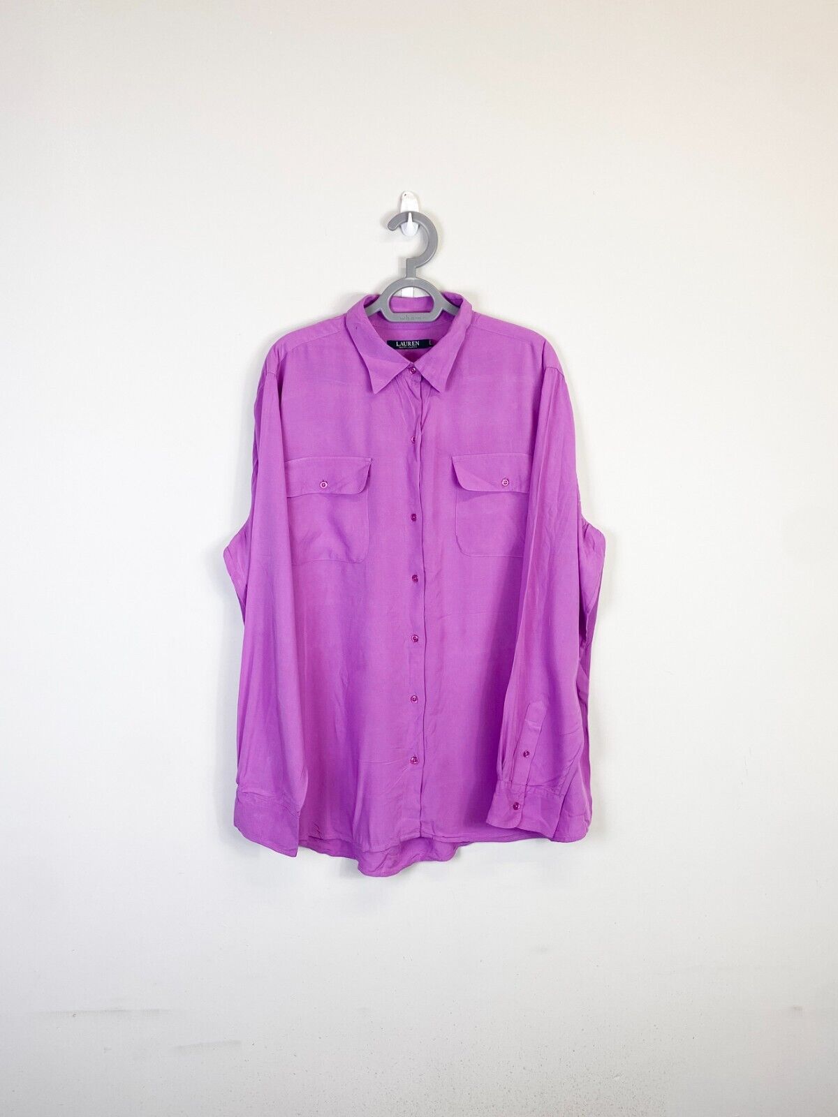 Ralph Lauren Shirt Mens XL Purple Detailed Pockets Collared Casual Button Down