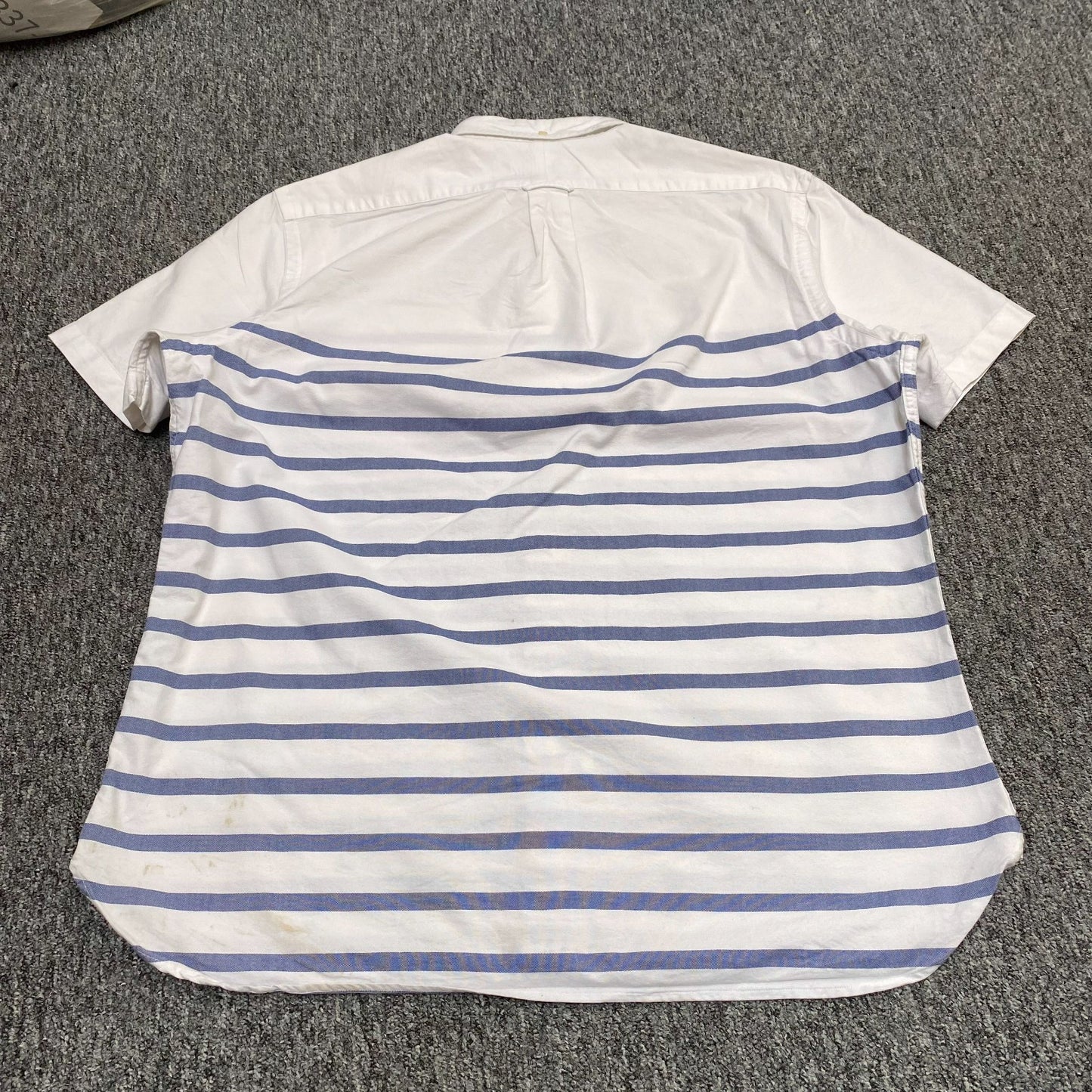 Ralph Lauren Shirt Mens L White Blue Striped Short Sleeve Pocket Button Down