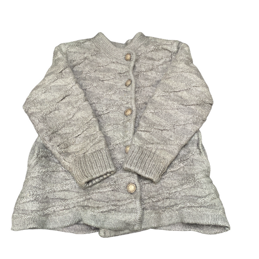 Grace Juno Cardigan Jumper Women Medium Grey Fully Lined Textured Button Front